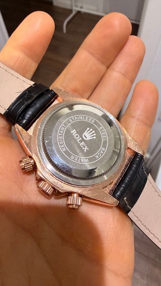 Reloj Oro Rosa Correa Negra