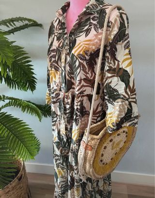 Vestido camisero estampado tropical