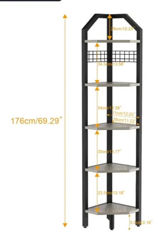 Estantería esquinera metal y madera