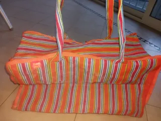 Borsone tessuto righe arancio