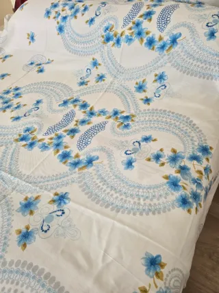 Colcha Vintage Años 60 Floral Azul