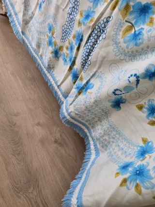 Colcha Vintage Años 60 Floral Azul