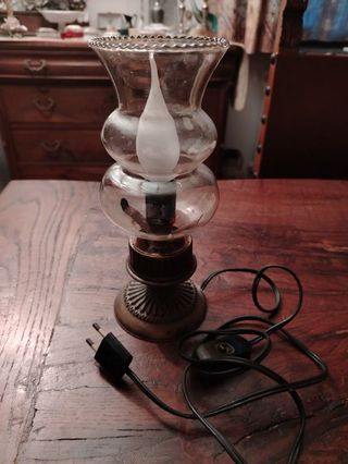 lampada da appoggio vintage,ottone e vetro