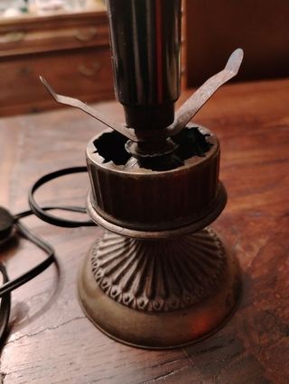 lampada da appoggio vintage,ottone e vetro