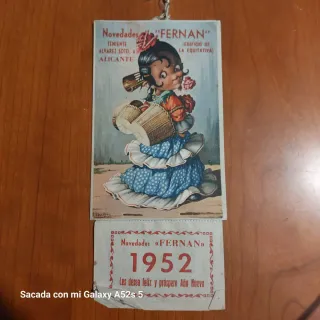 Calendario 1952 Novedades Fernan Alicante