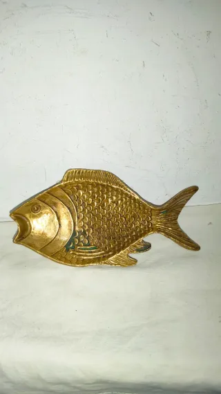 Cenicero centro mesa Bronce Pez Náutico Antiguo