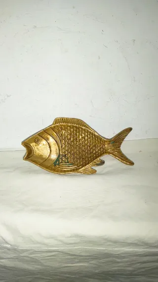 Cenicero centro mesa Bronce Pez Náutico Antiguo