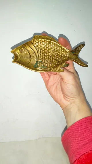 Cenicero centro mesa Bronce Pez Náutico Antiguo