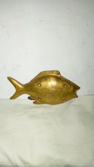 Cenicero centro mesa Bronce Pez Náutico Antiguo