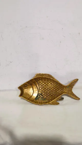 Cenicero centro mesa Bronce Pez Náutico Antiguo