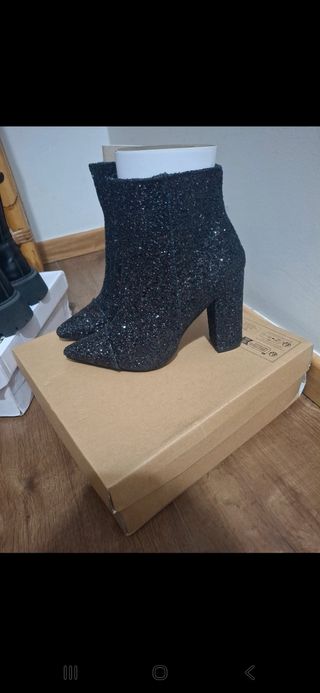 Stivaletti glitter neri tacco 37