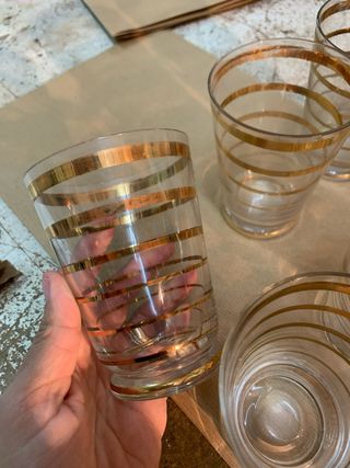 Set 6 Bicchieri Vetro Oro Grandi e 6 Piccoli artig