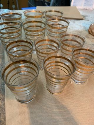 Set 6 Bicchieri Vetro Oro Grandi e 6 Piccoli artig