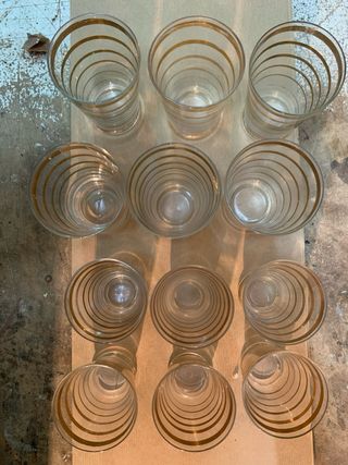 Set 6 Bicchieri Vetro Oro Grandi e 6 Piccoli artig