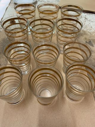 Set 6 Bicchieri Vetro Oro Grandi e 6 Piccoli artig