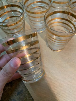 Set 6 Bicchieri Vetro Oro Grandi e 6 Piccoli artig