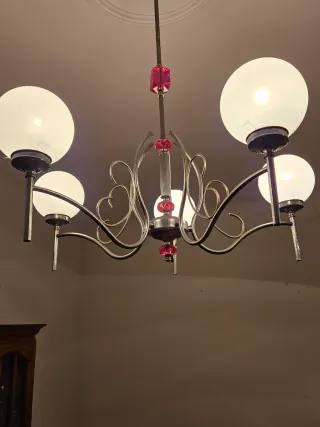 Lámpara Vintage Cristal y Metal Rosa