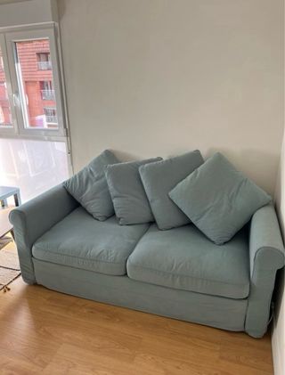 Divano letto Ikea 140cm in tessuto blu senza materasso