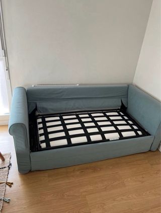 Divano letto Ikea 140cm in tessuto blu senza materasso