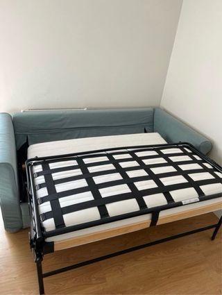 Divano letto Ikea 140cm in tessuto blu senza materasso