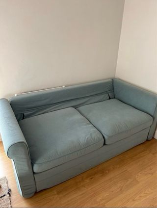 Divano letto Ikea 140cm in tessuto blu senza materasso