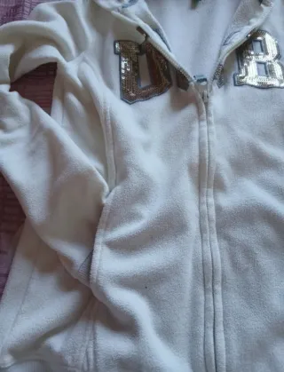 Felpa con cappuccio Benetton donna bianca taglia S