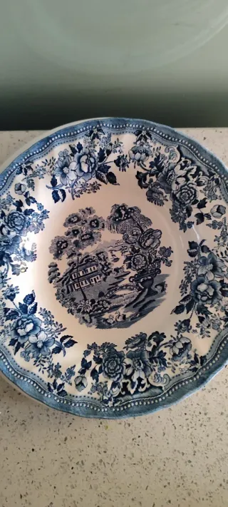 Platos de porcelana azul vintage