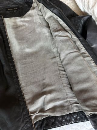 Cazadora Piel Negra Massimo Dutti