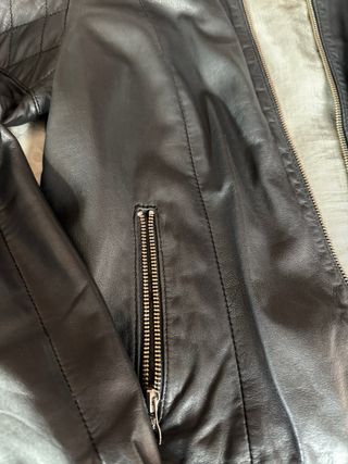 Cazadora Piel Negra Massimo Dutti