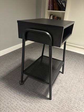 Tavolo ausiliario nero a 2 ripiani