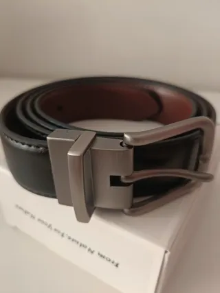 Cinturón reversible hombre con hebilla plateada