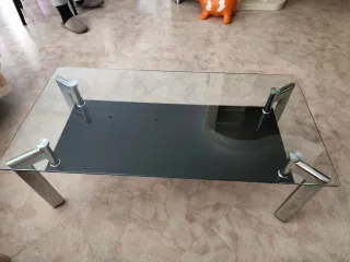 Tavolino doppio vetro nero e trasparente