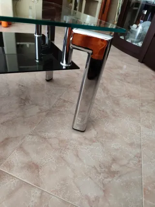 Tavolino doppio vetro nero e trasparente