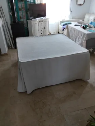 Mesa camilla madera con funda beige