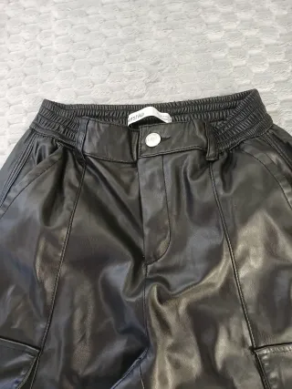 Pantalones Cargo Faux Leather Bershka Estilo Y2K S