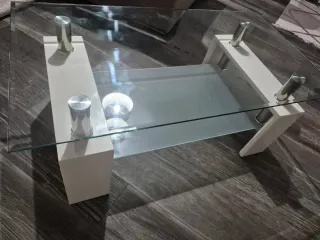 Mesa Retangular  de cristal Blanca 100x60x4