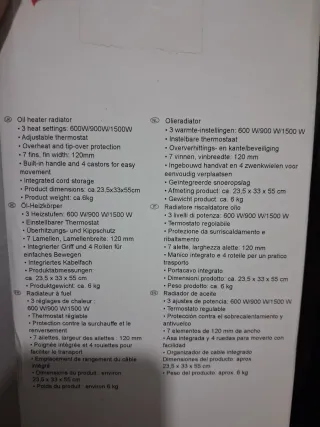 Calefactor de aceite Alpina 1500W