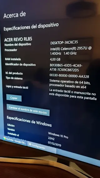 Ordenador Cubo Mini PC Acer Revo RL85