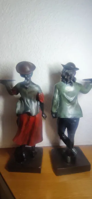 Pareja Figuras Época Bandejas