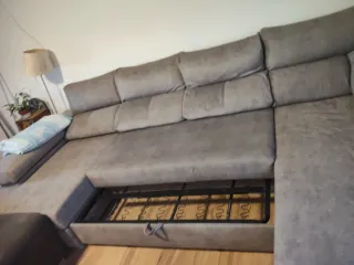 Sofá Chaiselongue Gris Extraíble