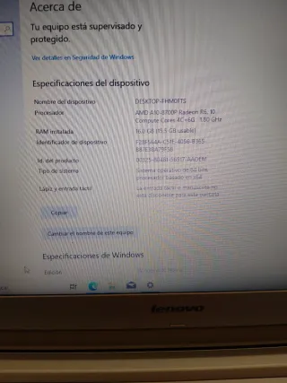Ordenador Portátil Lenovo Plata y Negro