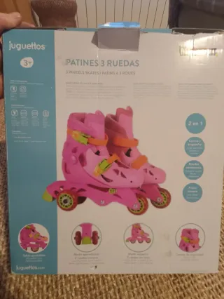 Patines 3 Ruedas Juguettos Rosa Talla Ajustable