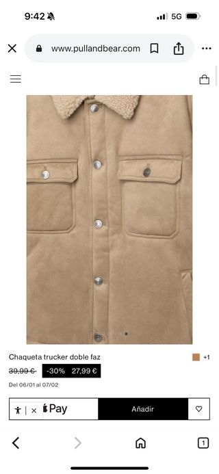 Chaqueta Pull&Bear beige/camel con etiquetas.
