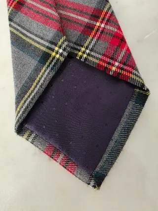 Corbata London Tartán Gris y Rojo