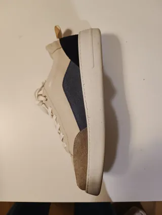 Deportivas Piel Beige y Azul