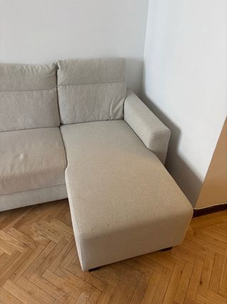 Sofá chaise longue beige tela