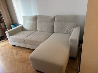 Sofá chaise longue beige tela