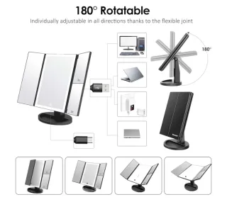 Espejo de maquillaje con aumentos y luz