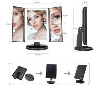 Espejo de maquillaje con aumentos y luz