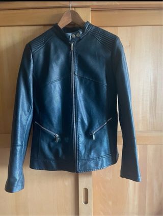 Giubbotto ecopelle blu notte